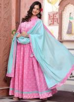 Cotton Pink Festival Wear Printed Ready To Wear Lehenga Choli